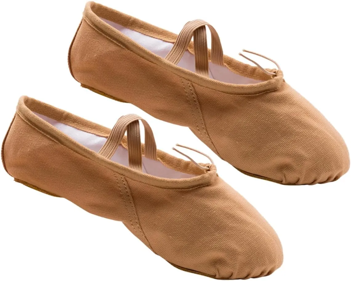 Amosfun 1 Pair Girl Ballet Shoes Ballet Shoes for Girls Jazz Shoes Dance Shoes Breathable Ballet Shoes Princess Ballet Shoes Canvas Ballet Shoes Sole Ballet Shoe Ballet Slipper Yoga Shoes Light Brown