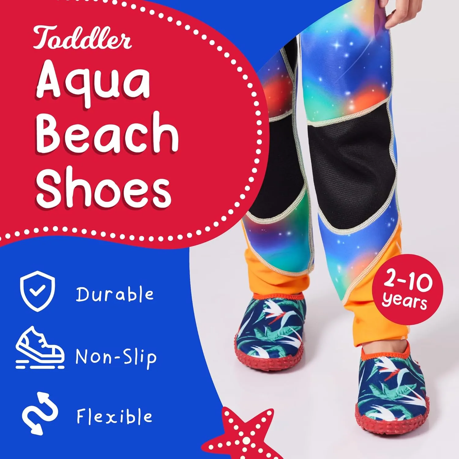 Aqua Beach Shoes, Non-Slip Baby Water Shoes for Beach and Pool Use, Lightweight and Breathable Toddler Swim Shoes, Quick-Dry and Flexible, Fits 1 to 4 Year-Olds