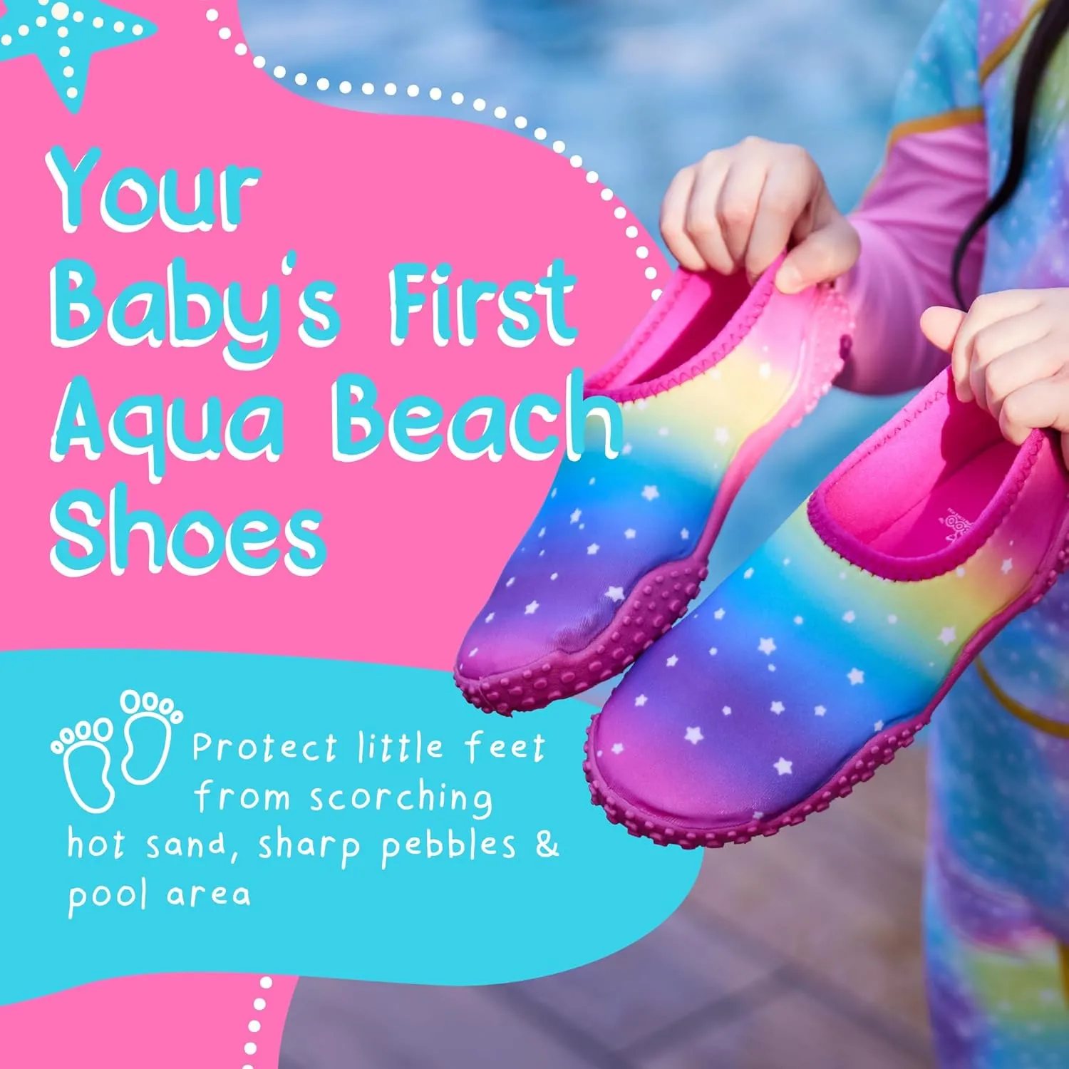 Aqua Beach Shoes, Non-Slip Baby Water Shoes for Beach and Pool Use, Lightweight and Breathable Toddler Swim Shoes, Quick-Dry and Flexible, Fits 1 to 4 Year-Olds