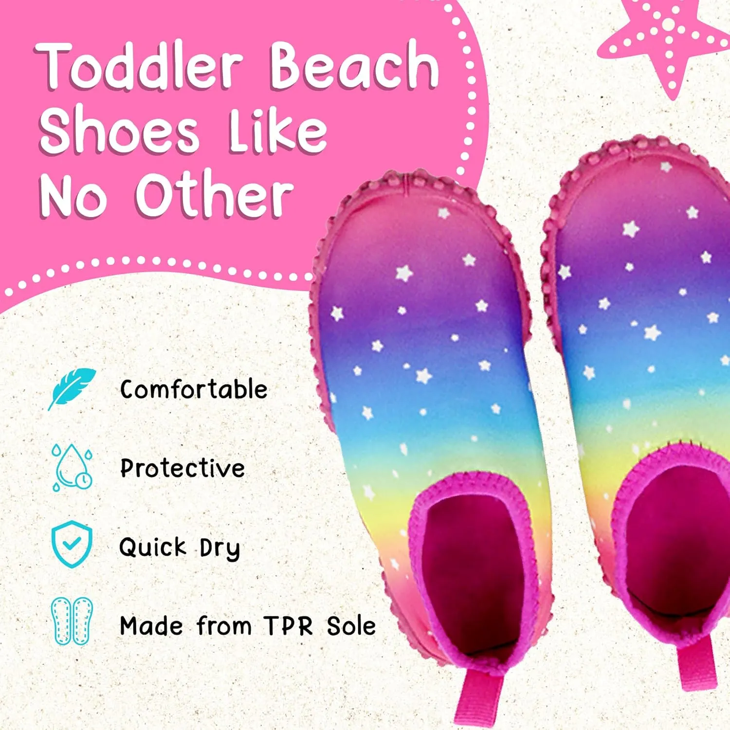 Aqua Beach Shoes, Non-Slip Baby Water Shoes for Beach and Pool Use, Lightweight and Breathable Toddler Swim Shoes, Quick-Dry and Flexible, Fits 1 to 4 Year-Olds