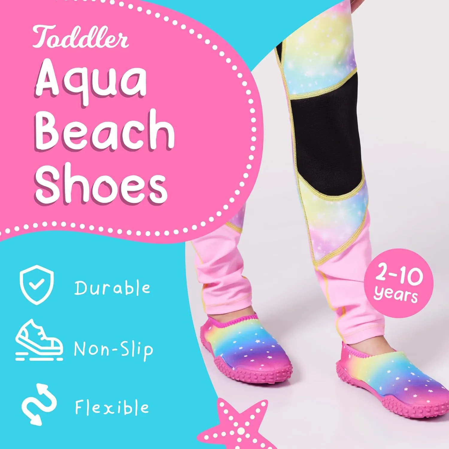 Aqua Beach Shoes, Non-Slip Baby Water Shoes for Beach and Pool Use, Lightweight and Breathable Toddler Swim Shoes, Quick-Dry and Flexible, Fits 1 to 4 Year-Olds
