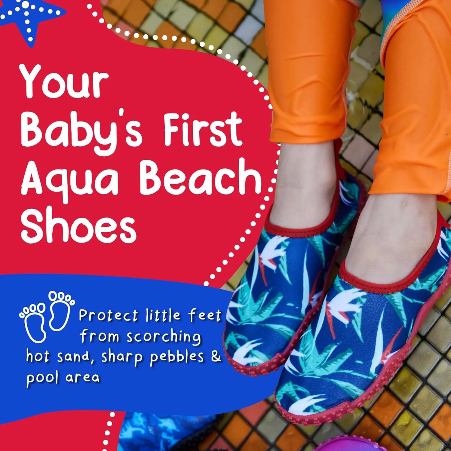 Aqua Beach Shoes, Non-Slip Baby Water Shoes for Beach and Pool Use, Lightweight and Breathable Toddler Swim Shoes, Quick-Dry and Flexible, Fits 1 to 4 Year-Olds