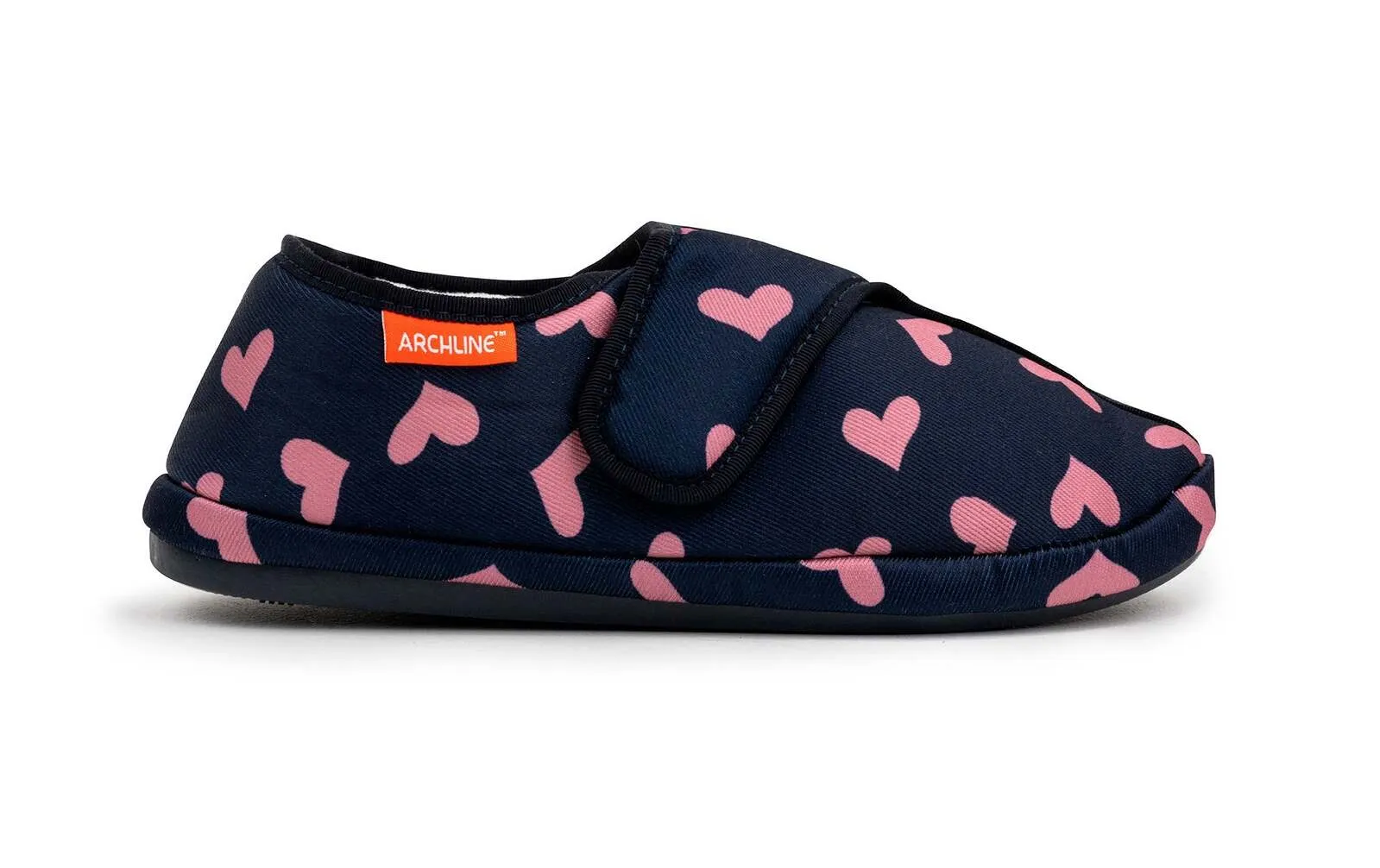 ARCHLINE Orthotic Plus Slippers Closed Scuffs Pain Relief Moccasins - Navy Hearts - EU 39