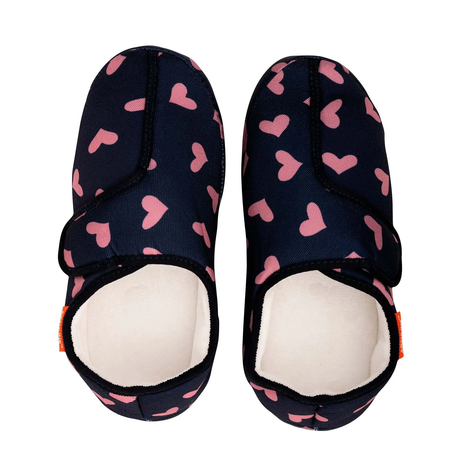 ARCHLINE Orthotic Plus Slippers Closed Scuffs Pain Relief Moccasins - Navy Hearts - EU 39