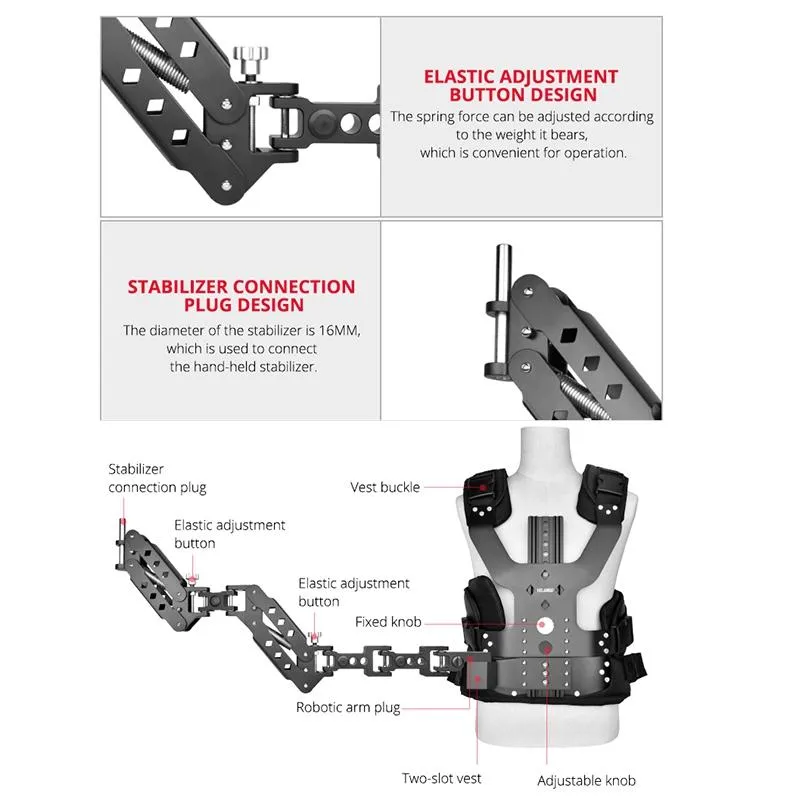 B200-C1 Dual Shock-Absorbing Arm Stabilizer Vest Camera Support System For Dslr & Dv Digital Video Cameras Black