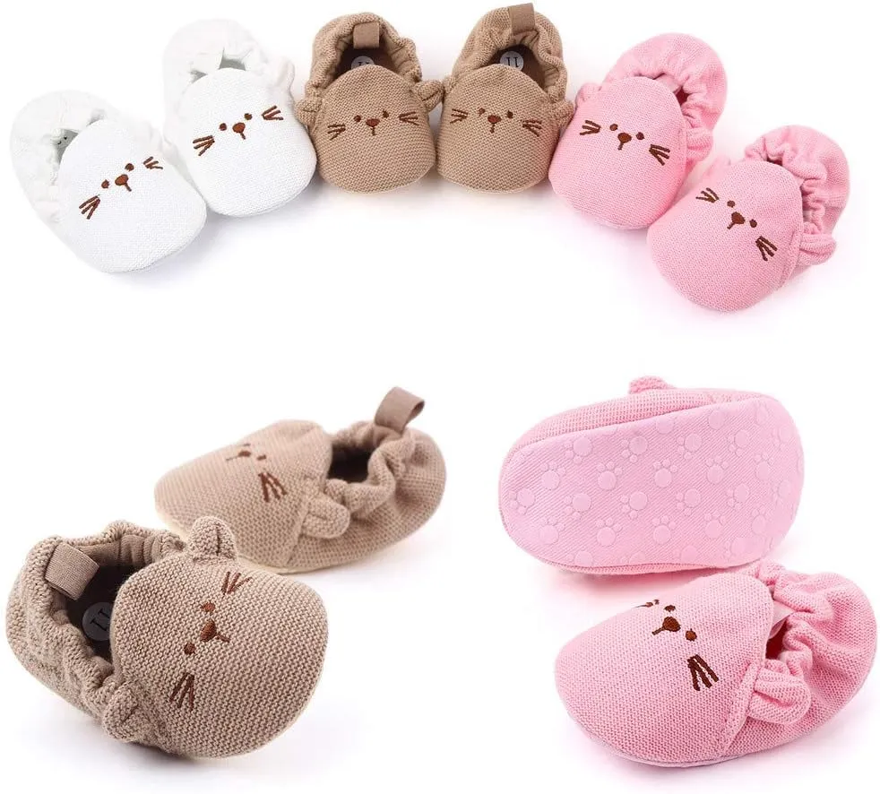 Baby Boy Girl Knit Walking Shoes Non Slip Soft Sole Infant Toddler Slipper Newborn Moccasins First Walker House Crib Sneaker Shoes