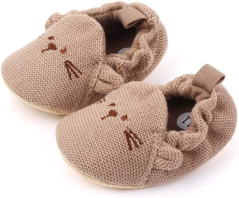 Baby Boy Girl Knit Walking Shoes Non Slip Soft Sole Infant Toddler Slipper Newborn Moccasins First Walker House Crib Sneaker Shoes