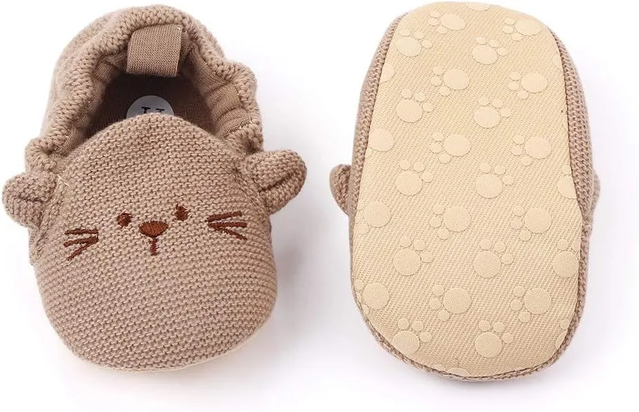 Baby Boy Girl Knit Walking Shoes Non Slip Soft Sole Infant Toddler Slipper Newborn Moccasins First Walker House Crib Sneaker Shoes