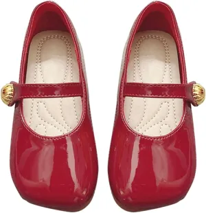 Baby Girl Dress Shoes Mary Jane Flat with Hook and Loop Straps Girls' Shoes for School Weddings and Casual Wear