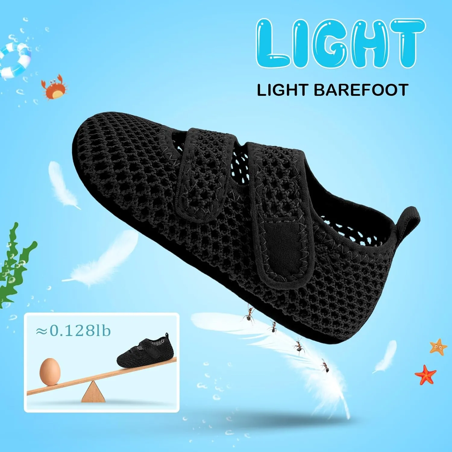 BARERUN Toddler Water Shoes Boys Girls Quick Dry Barefoot Aqua Shoes for Swim Pool Beach Non Slip Breathable Sandals Lightweight Summer House Slippers