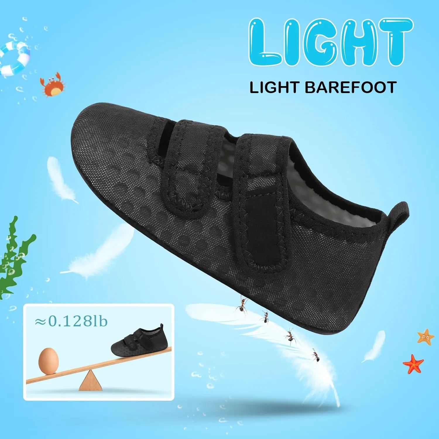 BARERUN Toddler Water Shoes Boys Girls Quick Dry Barefoot Aqua Shoes for Swim Pool Beach Non Slip Breathable Sandals Lightweight Summer House Slippers