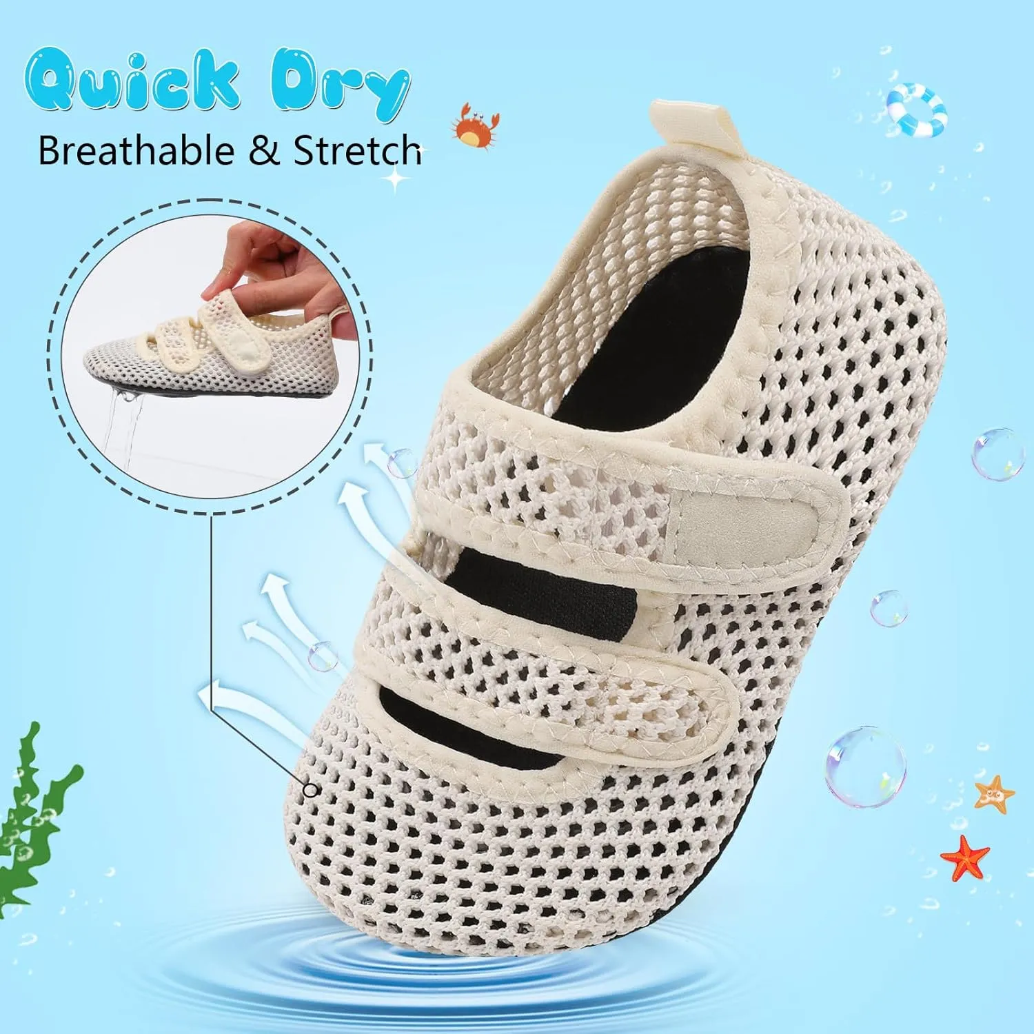 BARERUN Toddler Water Shoes Boys Girls Quick Dry Barefoot Aqua Shoes for Swim Pool Beach Non Slip Breathable Sandals Lightweight Summer House Slippers