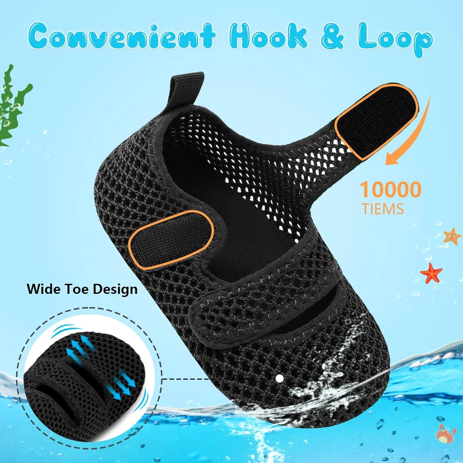 BARERUN Toddler Water Shoes Boys Girls Quick Dry Barefoot Aqua Shoes for Swim Pool Beach Non Slip Breathable Sandals Lightweight Summer House Slippers