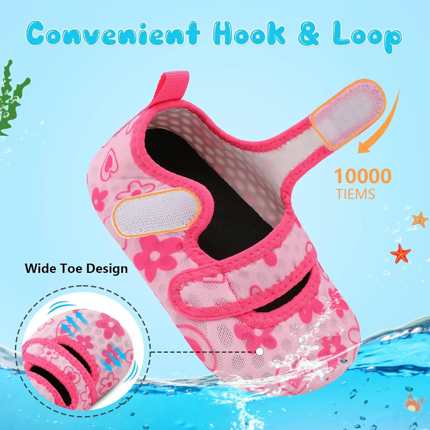 BARERUN Toddler Water Shoes Boys Girls Quick Dry Barefoot Aqua Shoes for Swim Pool Beach Non Slip Breathable Sandals Lightweight Summer House Slippers