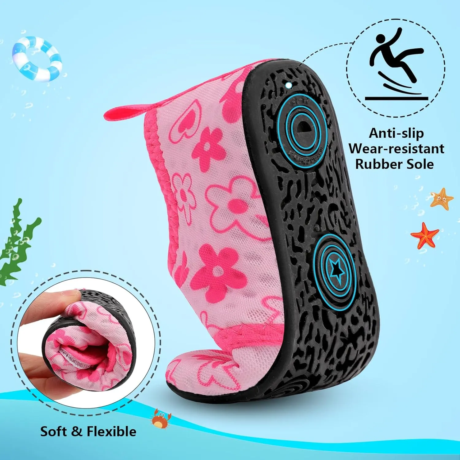 BARERUN Toddler Water Shoes Boys Girls Quick Dry Barefoot Aqua Shoes for Swim Pool Beach Non Slip Breathable Sandals Lightweight Summer House Slippers
