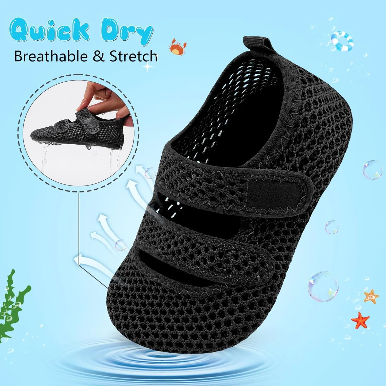 BARERUN Toddler Water Shoes Boys Girls Quick Dry Barefoot Aqua Shoes for Swim Pool Beach Non Slip Breathable Sandals Lightweight Summer House Slippers