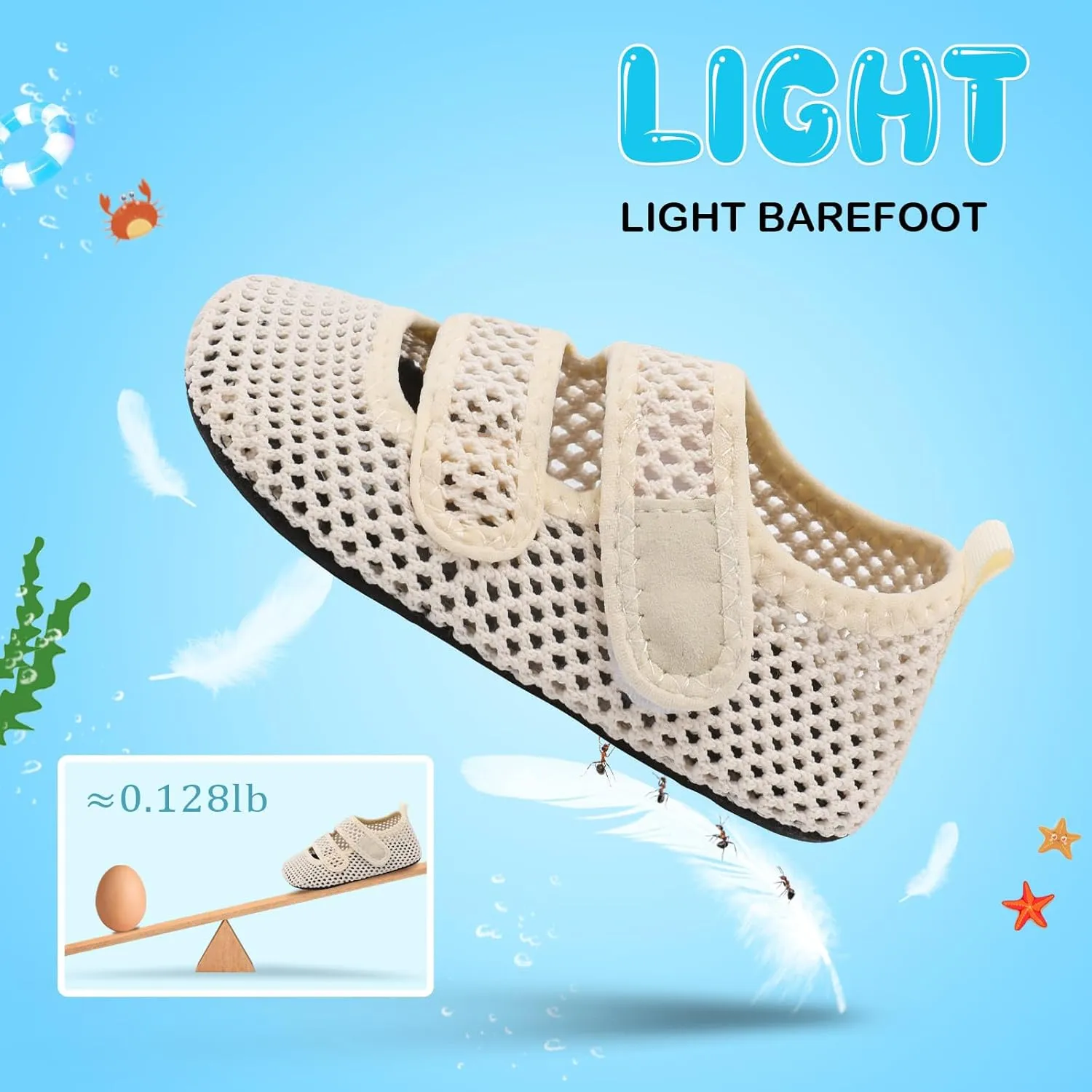 BARERUN Toddler Water Shoes Boys Girls Quick Dry Barefoot Aqua Shoes for Swim Pool Beach Non Slip Breathable Sandals Lightweight Summer House Slippers