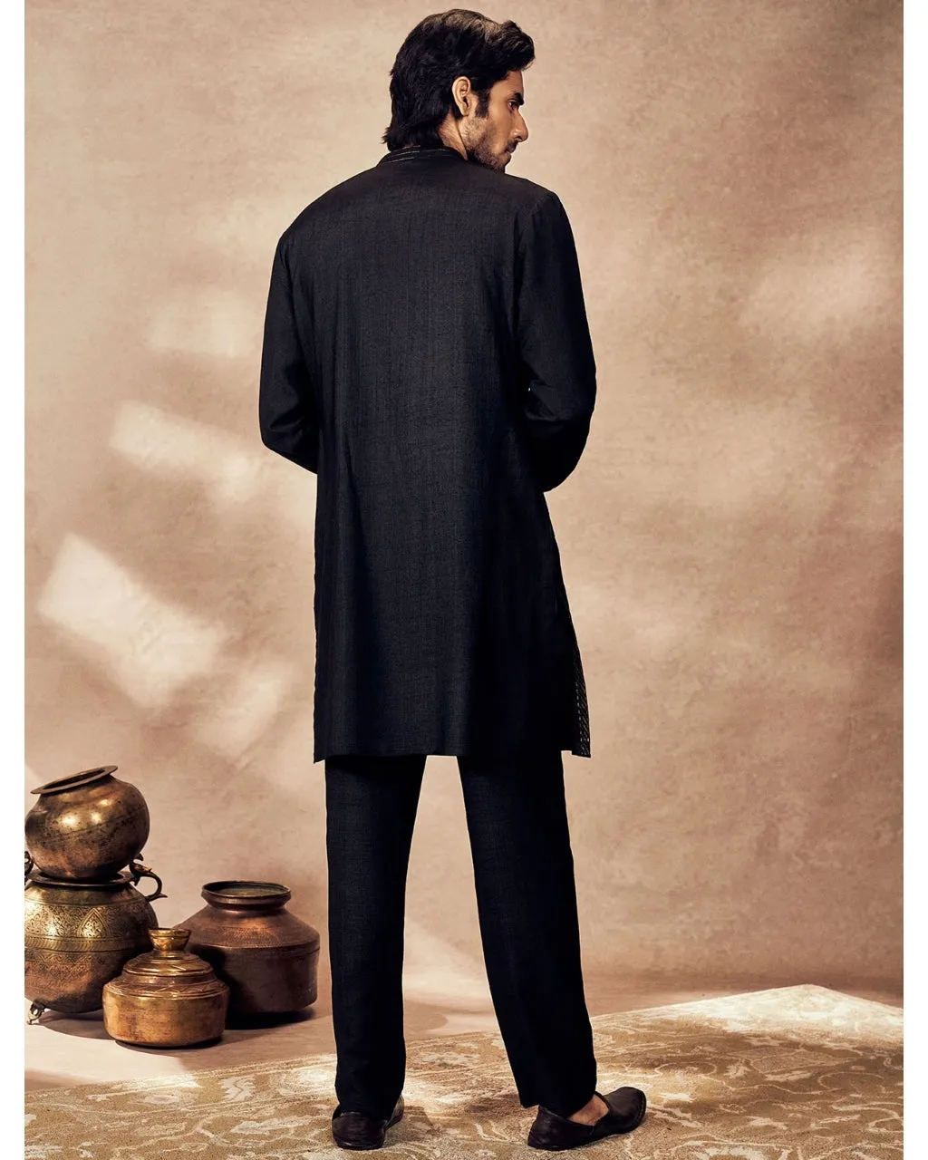 Black Palm Blooms Kurta