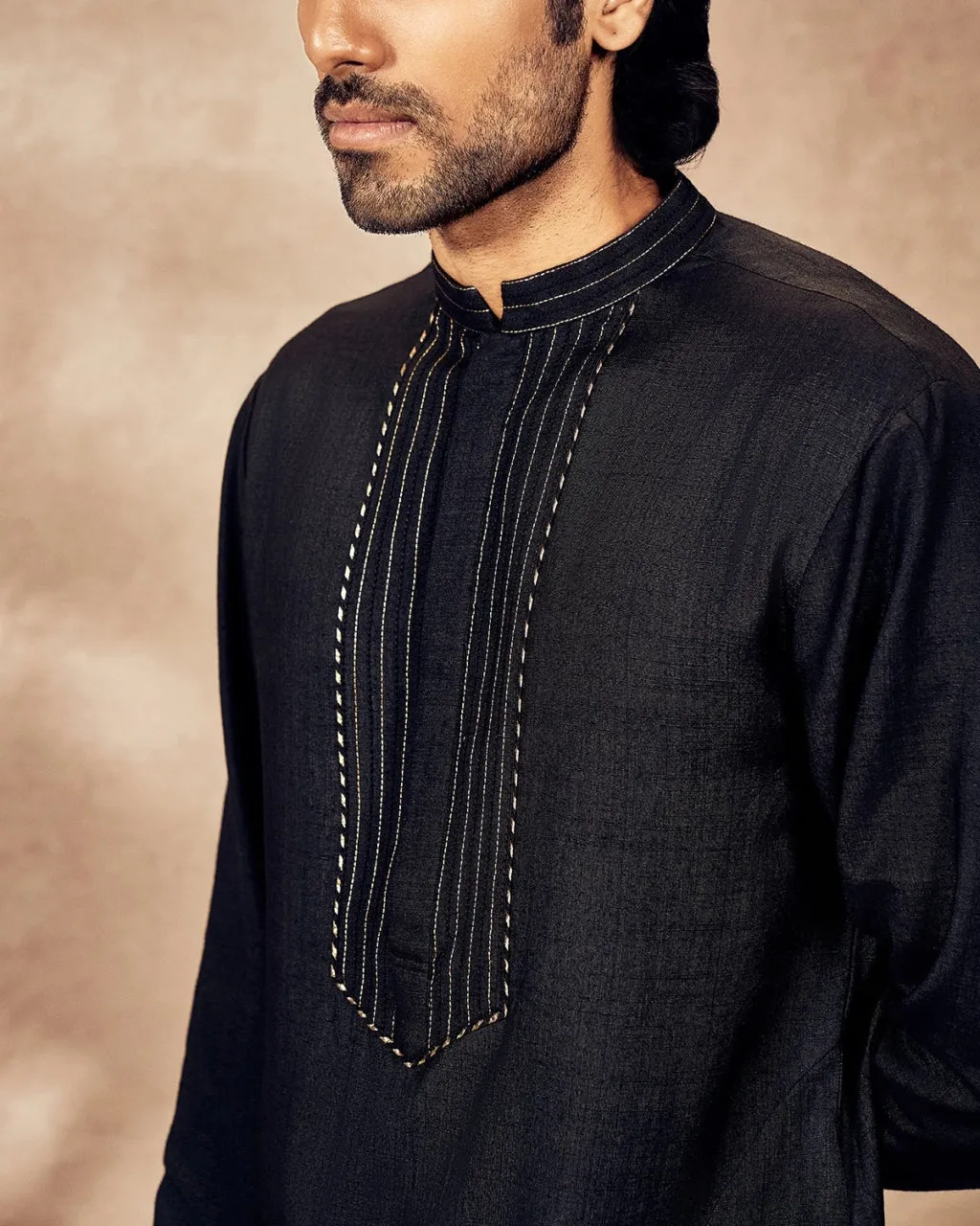 Black Palm Blooms Kurta