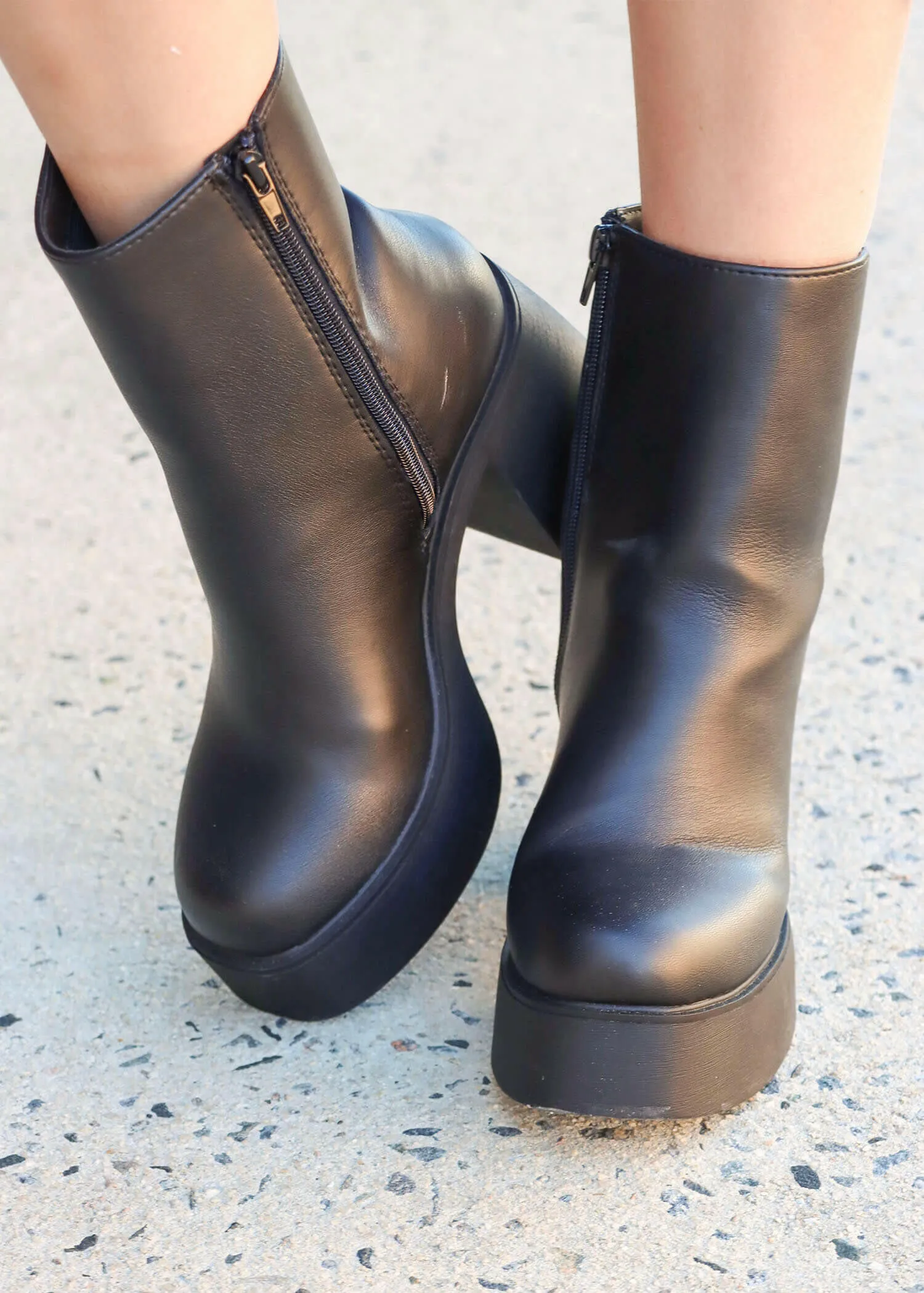 Can't Stop Ankle Boots - Black PU
