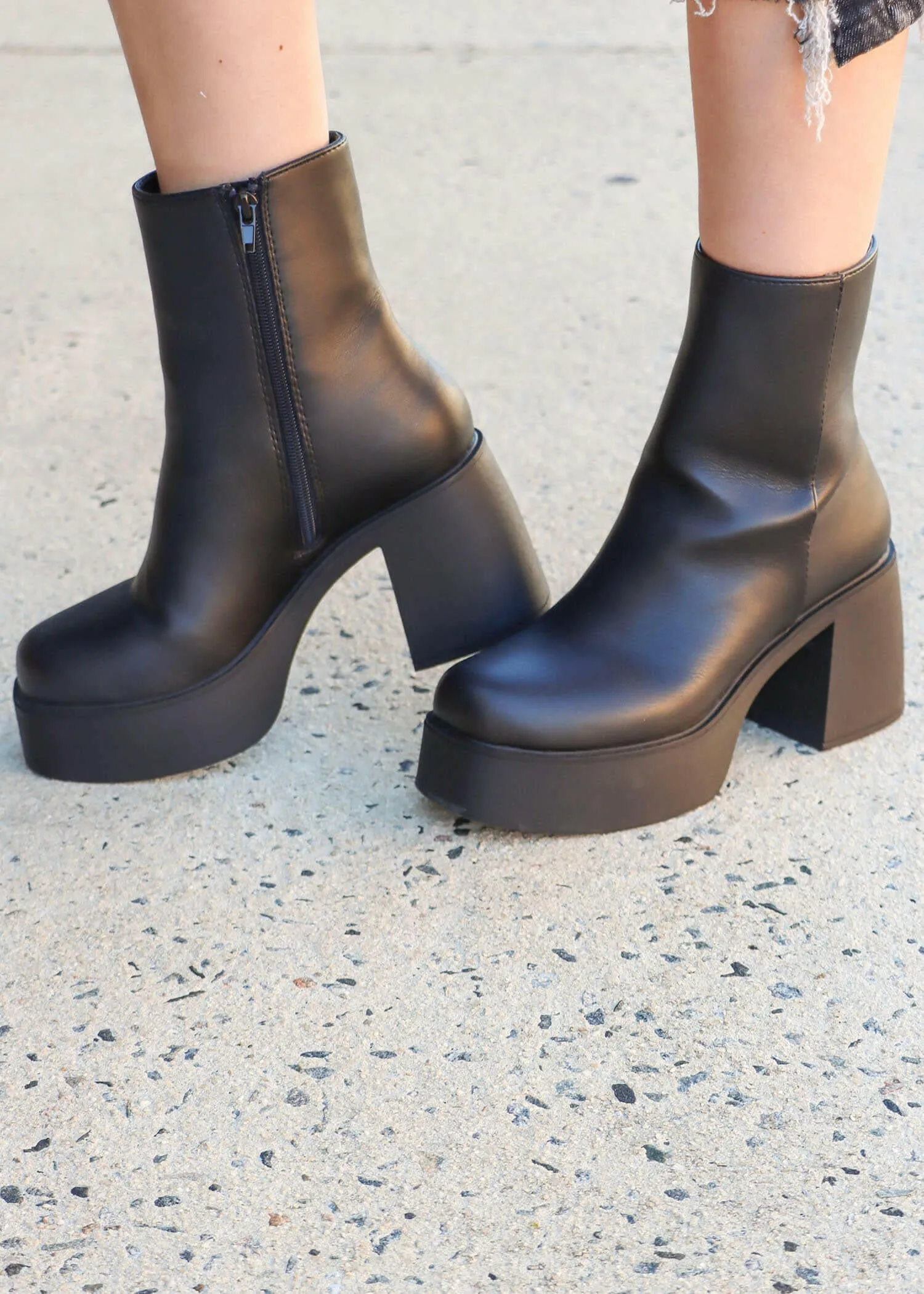 Can't Stop Ankle Boots - Black PU