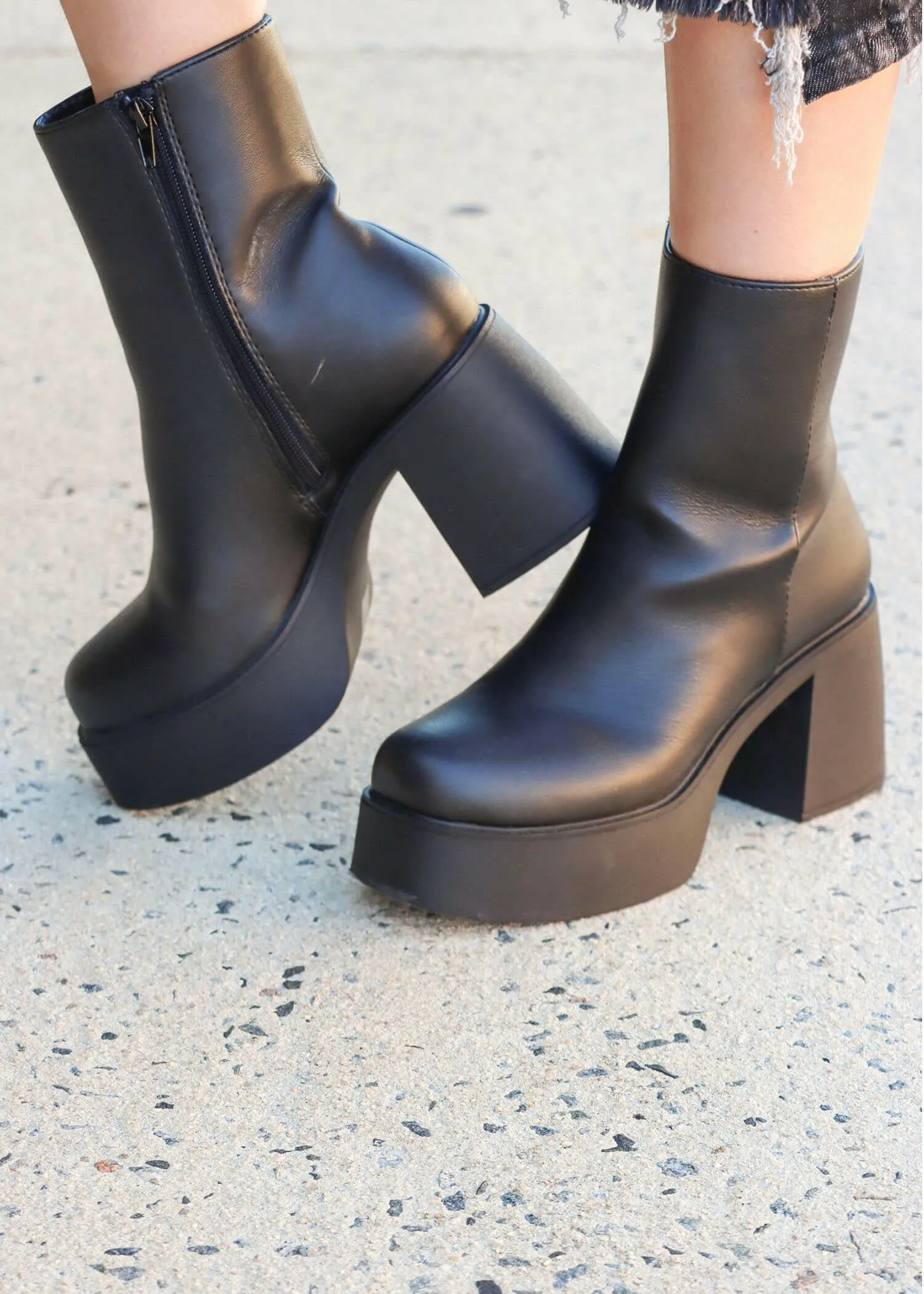 Can't Stop Ankle Boots - Black PU