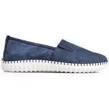 Caprice Leather Nubuck Ocean Blue Slip On Loafer With Stitch Detailing