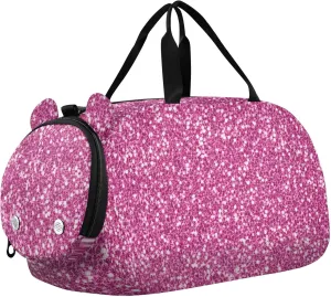 Carry on Duffel Bag for Boys Weekender Overnight Girls Duffle Bags for Travel Kids Luggage Sports Bag Shiny Pink Glitter Sparkling
