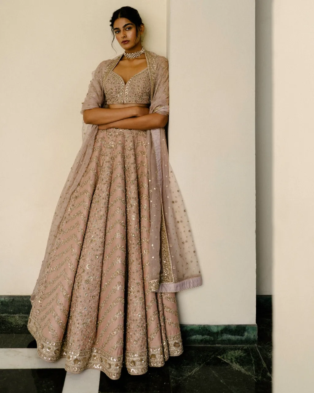Chevron & Jaal Panel Lehenga