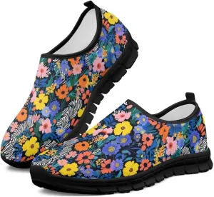 Classic Slip On Sneakers Lightweight Casual Running Shoe Woman Fashion Soft Elastic Loafers for Walk The Dog Size 5.5-11.5 Black Sole