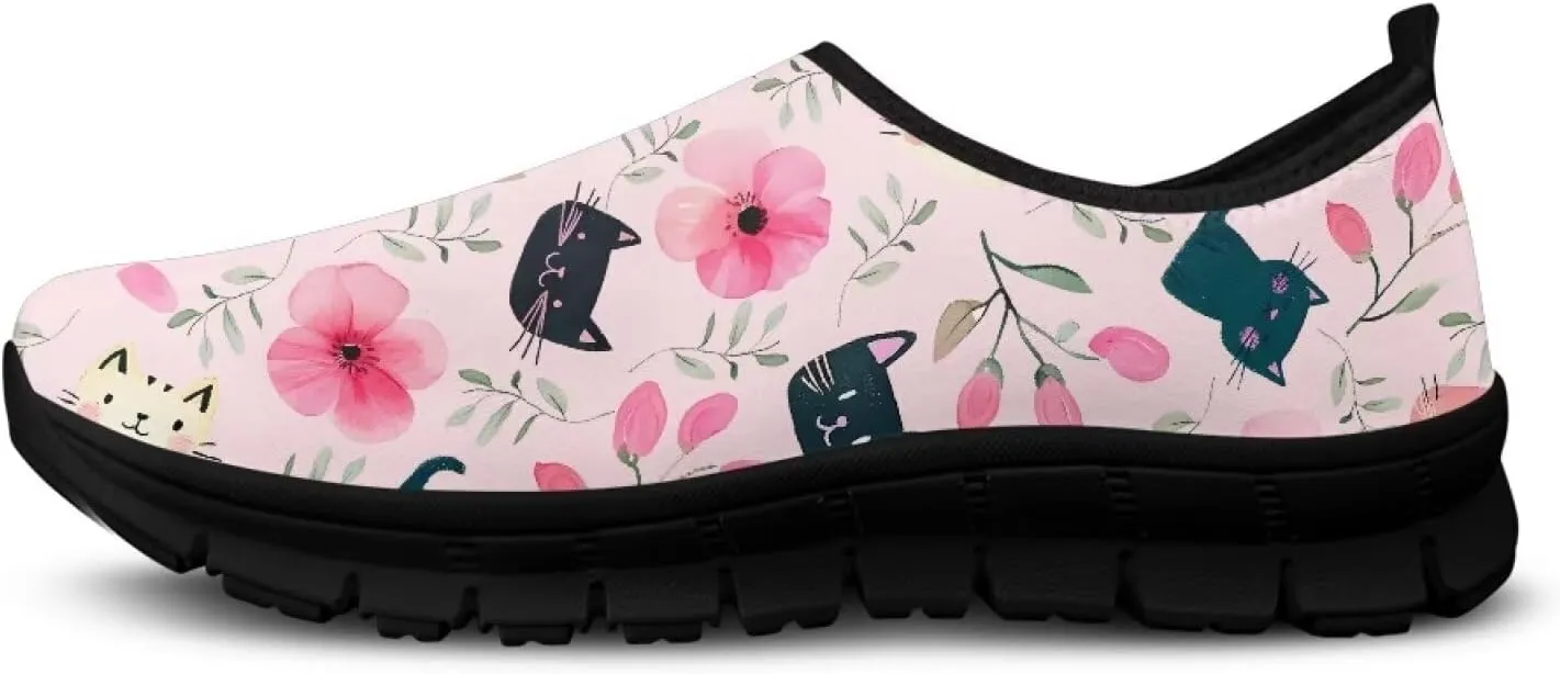 Classic Slip On Sneakers Lightweight Casual Running Shoe Woman Fashion Soft Elastic Loafers for Walk The Dog Size 5.5-11.5 Black Sole