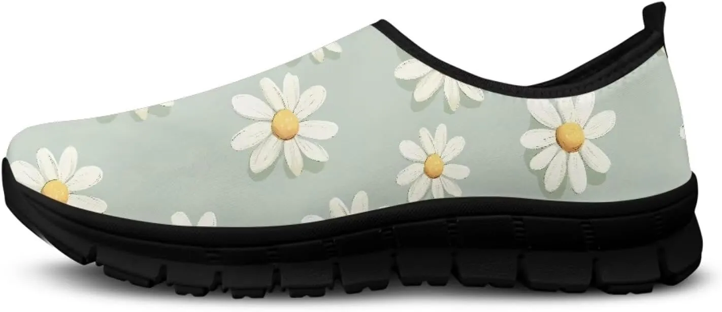 Classic Slip On Sneakers Lightweight Casual Running Shoe Woman Fashion Soft Elastic Loafers for Walk The Dog Size 5.5-11.5 Black Sole