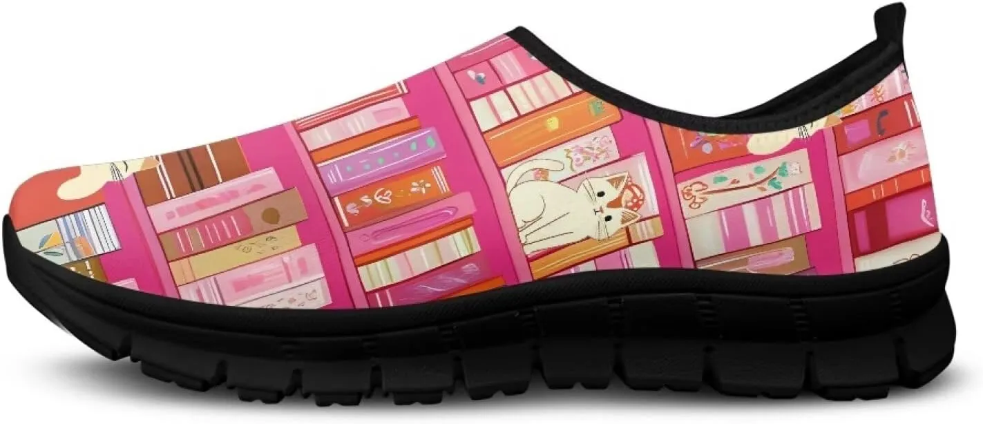 Classic Slip On Sneakers Lightweight Casual Running Shoe Woman Fashion Soft Elastic Loafers for Walk The Dog Size 5.5-11.5 Black Sole