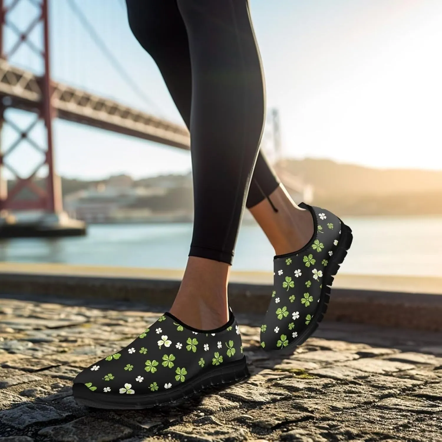 Classic Slip On Sneakers Lightweight Casual Running Shoe Woman Fashion Soft Elastic Loafers for Walk The Dog Size 5.5-11.5 Black Sole