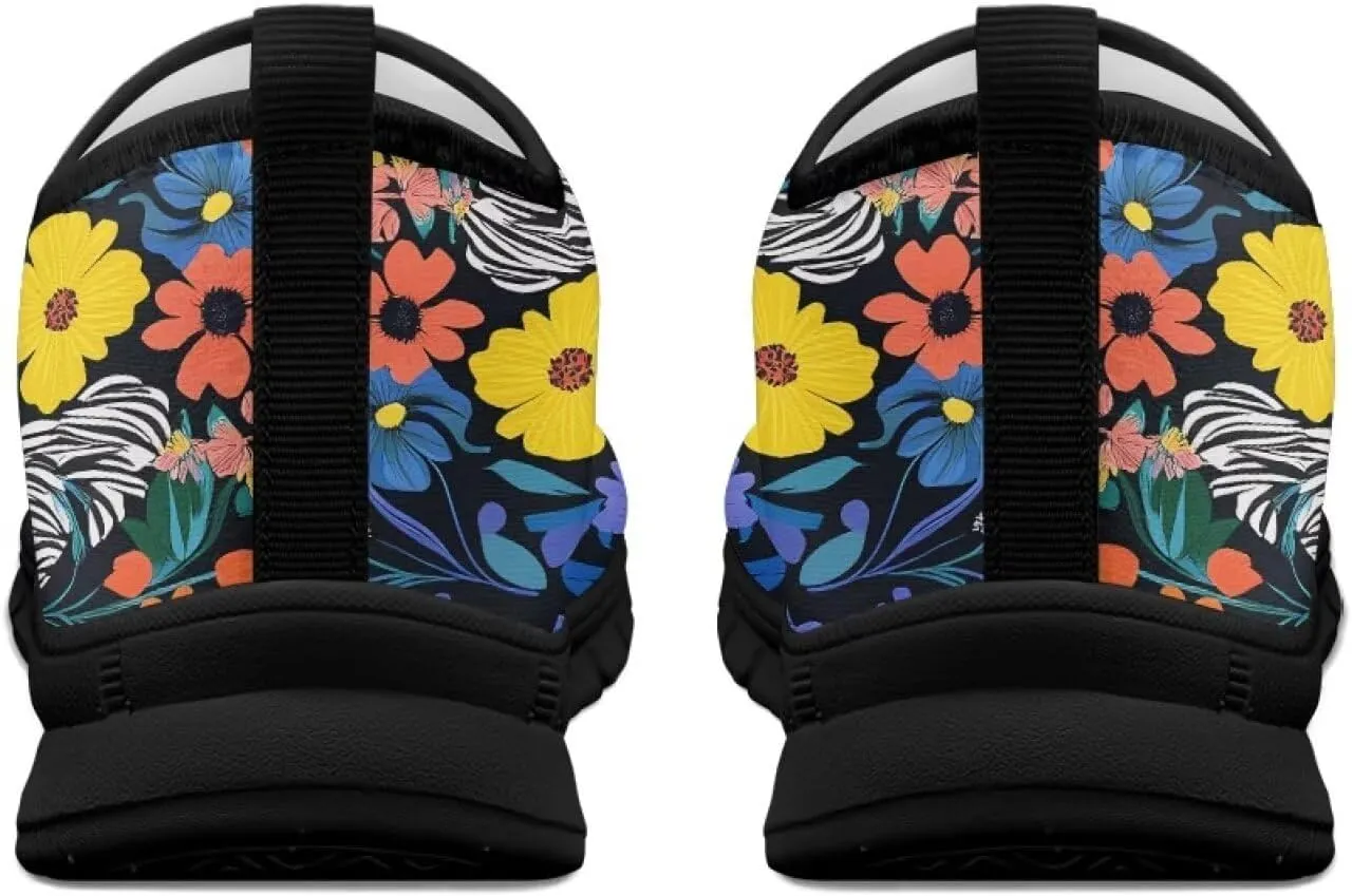 Classic Slip On Sneakers Lightweight Casual Running Shoe Woman Fashion Soft Elastic Loafers for Walk The Dog Size 5.5-11.5 Black Sole
