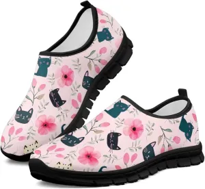 Classic Slip On Sneakers Lightweight Casual Running Shoe Woman Fashion Soft Elastic Loafers for Walk The Dog Size 5.5-11.5 Black Sole