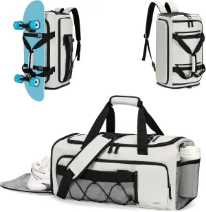 CLUCI Gym Bag for Men & Women, 35L Convertible Travel Sports Duffel Backpack with Shoe Compartment, Waterproof Carry-On for Fitness & Skateboard