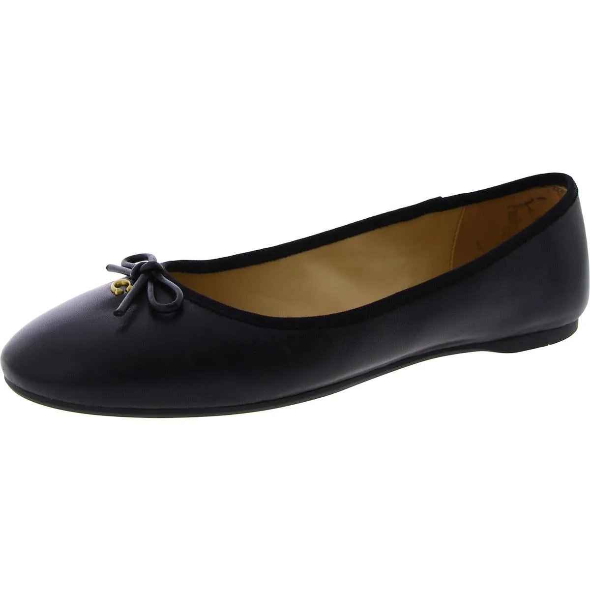 Coach Womens Abigail Ballet Leather Bow Ballet Flats