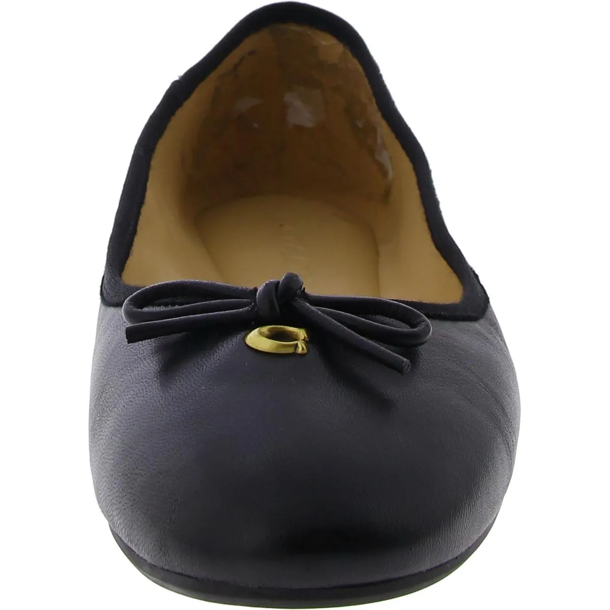 Coach Womens Abigail Ballet Leather Bow Ballet Flats