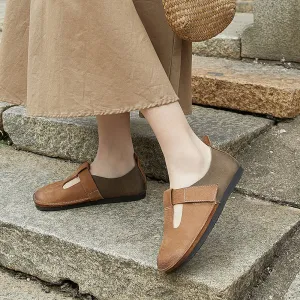 Color-block Velcro Flat Shoes For Women