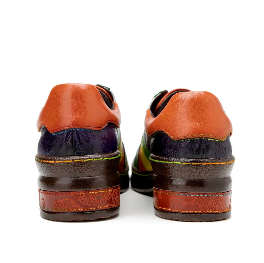 Comelyy Retro Hand-polished Rainbow Flat Shoes