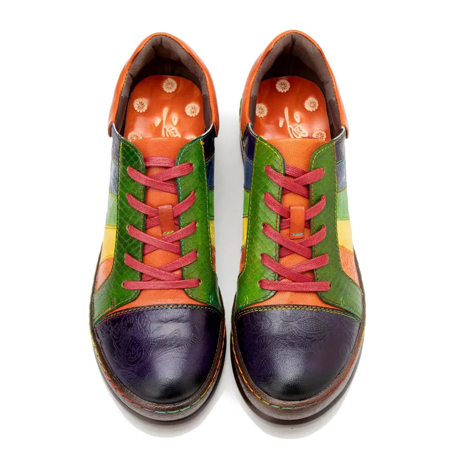 Comelyy Retro Hand-polished Rainbow Flat Shoes