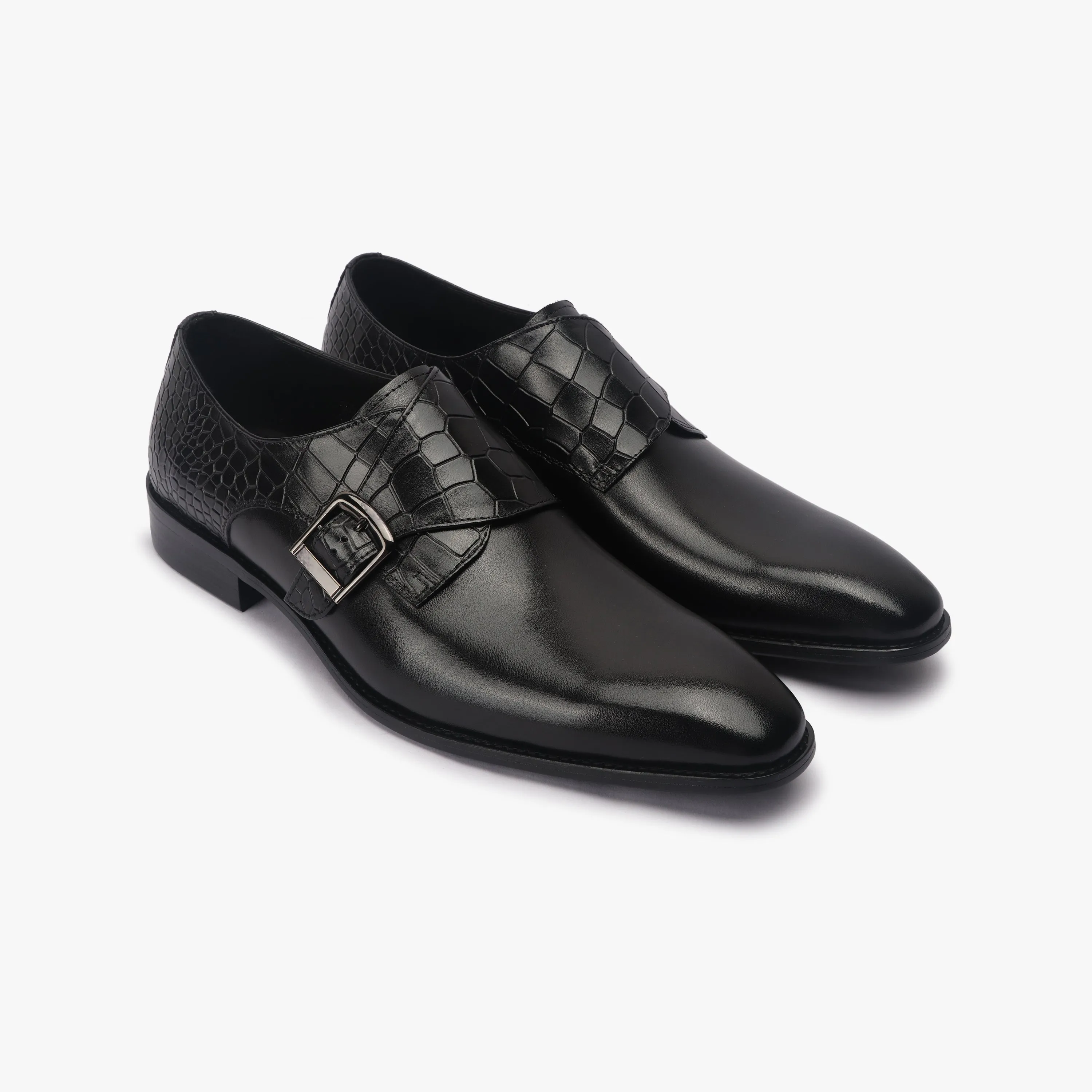 Croc Detail Monk Strap
