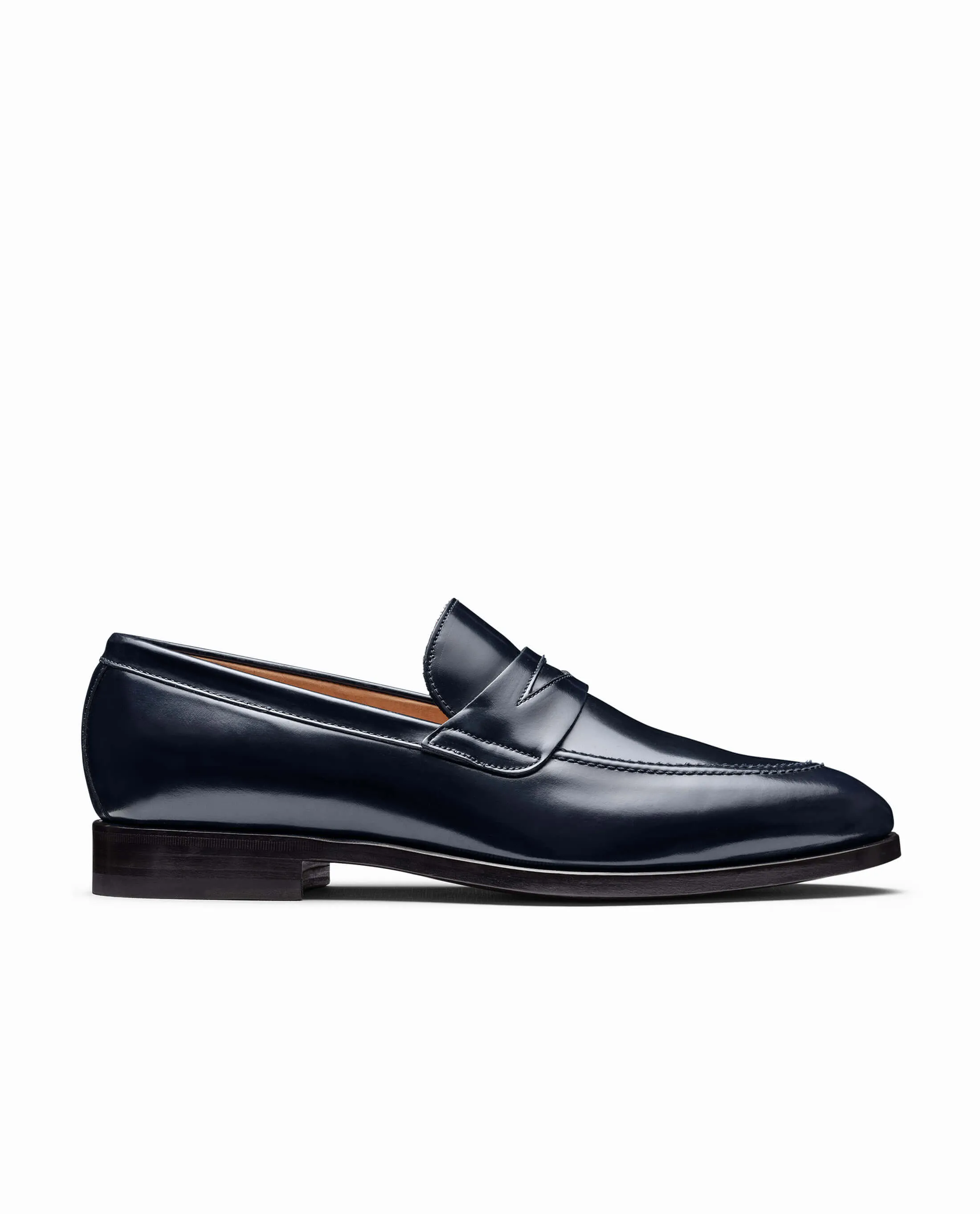 Dark Blue Polished Antique Blake Penny Loafers