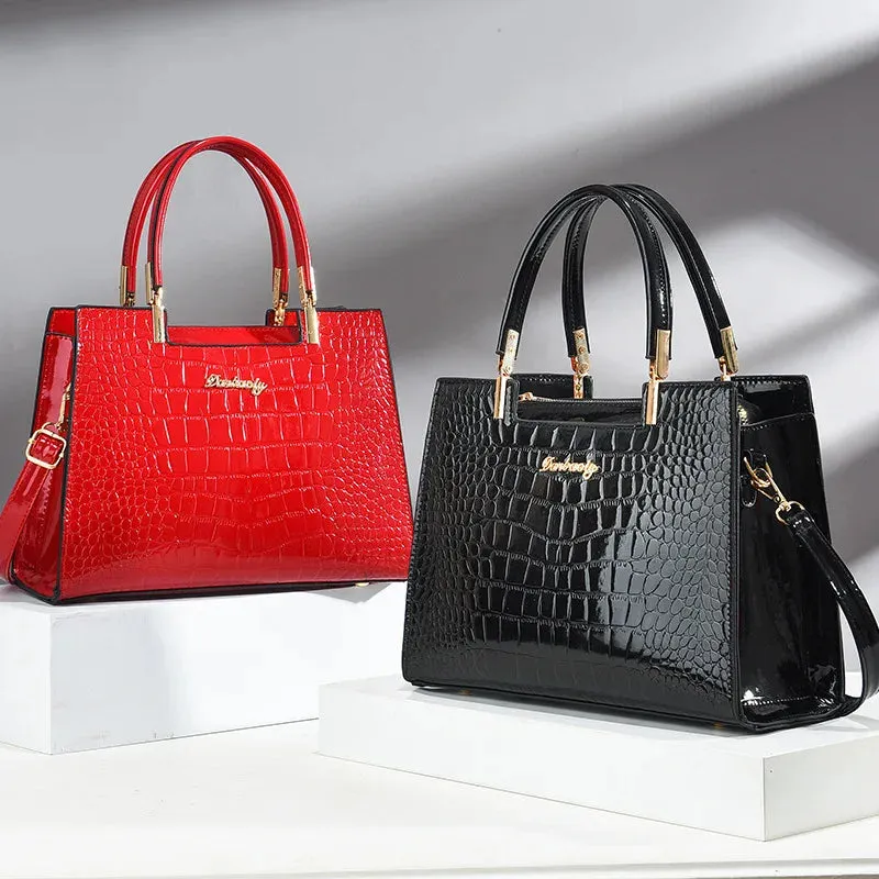 Gabriella | Shine Luxury Handbag with Crocodile Print
