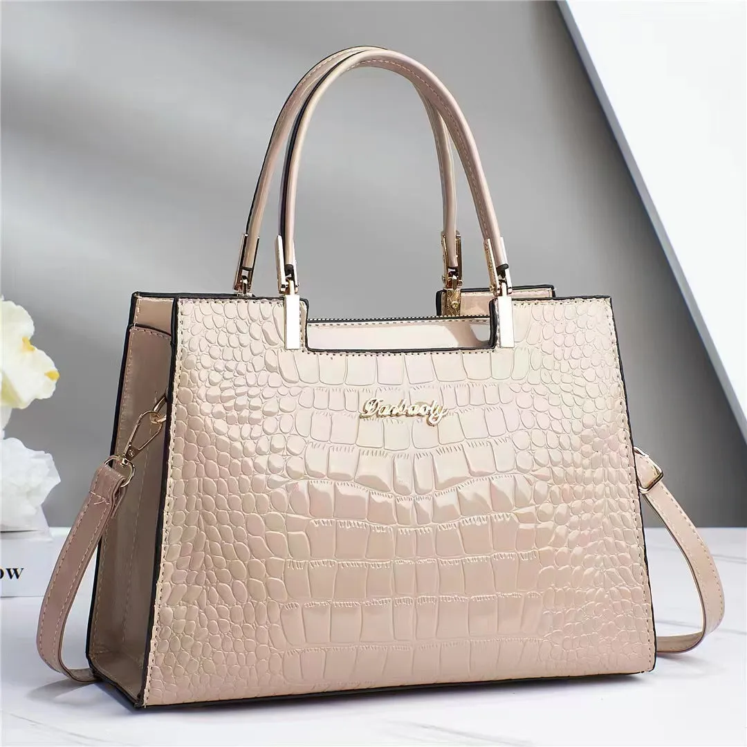 Gabriella | Shine Luxury Handbag with Crocodile Print
