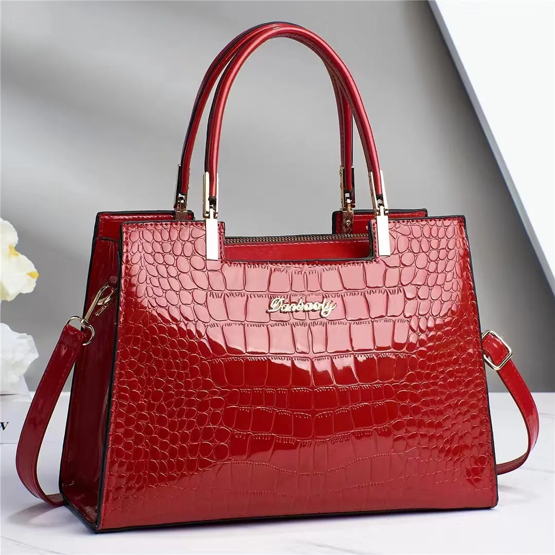 Gabriella | Shine Luxury Handbag with Crocodile Print
