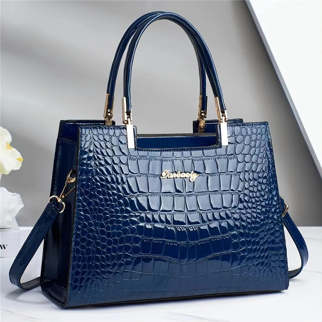Gabriella | Shine Luxury Handbag with Crocodile Print
