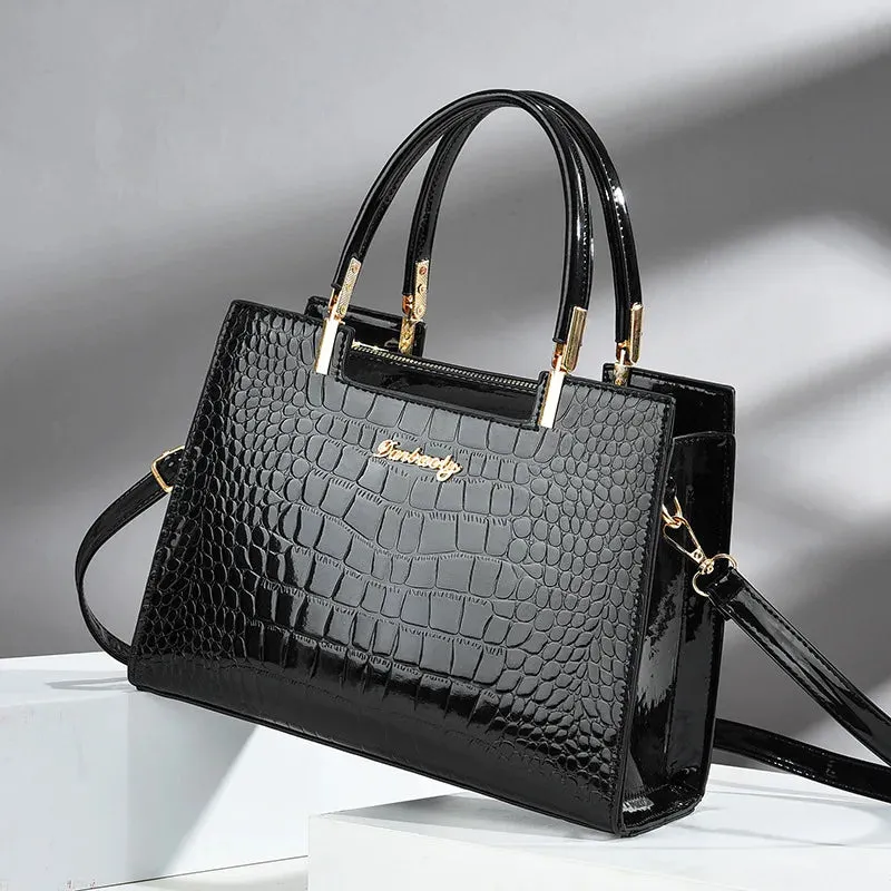 Gabriella | Shine Luxury Handbag with Crocodile Print