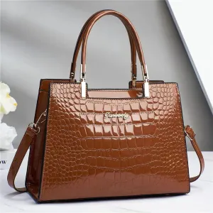 Gabriella | Shine Luxury Handbag with Crocodile Print